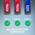 Axagon ADM2-AM USB-A 10Gbps - M.2 NVMe & SATA SSD adaptér, kabelis USB-A 10cm Obudowa SSD Czarny - 2549595