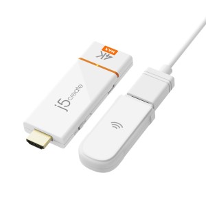 Adapter do bezprzewodowego przesyłania obrazu i dźwięku j5create Screencast 4K HDMI Wireless Display Adapter, Miracast/AirPlay/Chromecast, Admin Gateway Password, Double Antennas, kolor biały JVAW76MA