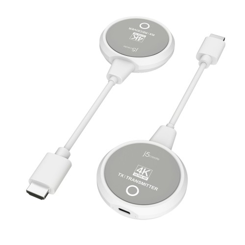 Nadajnik i odbiornik audio/video bezprzewodowy j5create ScreenCast 4K Wireless Display HDMI Extender ; kolor biały JVAW75-N - 2608033