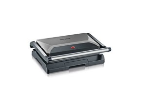 SEVERIN GRILL KONTAKTOWY STAL, SZARY, WANIENKA NA TŁUSZCZ, WĄSKI DESIGN, POWŁOKA NIEPRZYWIERAJĄCA, MOC 800W KG 2394