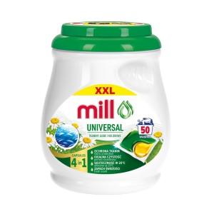 MILL PROFESSIONAL Kapsułki 2 komorowe do prania uniwersalne 50 szt (opak.zb 4 szt.)