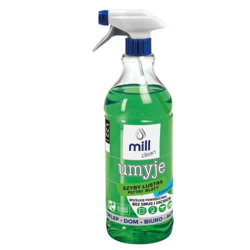 MILL CLEAN UMYJE Płyn do mycia szyb, szkła, luster, glazury o zapachu Konwalii  1,22l (opak.zb 9 szt.) - 2613150