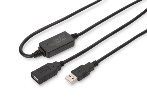 Kabel DIGITUS DA-73101 (USB M - USB F; 15m; kolor czarny) - 1912129