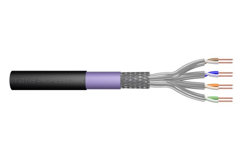 Digitus Kabel instalacyjny zewnętrzny suchy kat.7, S/FTP, AWG 23/1, PE, 100m, czarny, szpula - 2025202