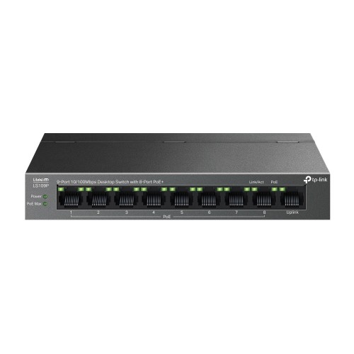 TP-Link LiteWave LS109P łącza sieciowe Nie zarządzany Fast Ethernet (10/100) Obsługa PoE Czarny - 2614138