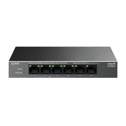 TP-Link LiteWave LS106LP łącza sieciowe Nie zarządzany Fast Ethernet (10/100) Obsługa PoE Czarny - 2219591