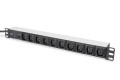 Digitus Listwa zasilająca PDU 19" Rack, 10x gniazdo C13, 2.0m, 1x wtyk C14, 10A, zabezpieczenie przeciążeniowe, profil aluminiowy - 1916531