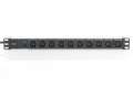 Digitus Listwa zasilająca PDU 19" Rack, 10x gniazdo C13, 2.0m, 1x wtyk C14, 10A, zabezpieczenie przeciążeniowe, profil aluminiowy - 2589405