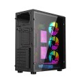 GEMBIRD OBUDOWA FORNAX 500 MIDI-TOWER (2X USB 3.1, 1X USB 2.0, HD AUDIO, SZKLANY PANEL BOCZNY, PODŚWIETLENIE ARGB) CZARNA - 2615550