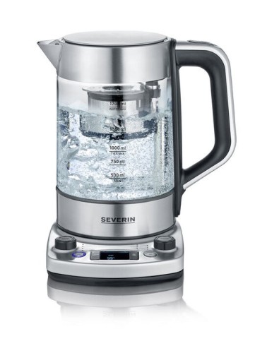 SEVERIN CZAJNIK ELEKTRYCZNY SZKŁO-STAL, REG. TEMPERATURY, SITKO DO HERBATY, AUT. PROGRAM, KONTROLER STRIX, 1,7L 3000W WK3422 - 2611583