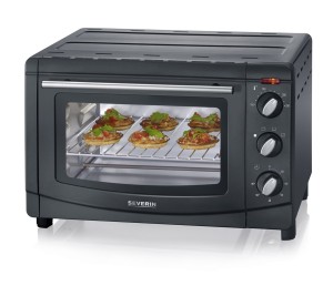 SEVERIN MINI PIEKARNIK, 20 L, TIMER DO 60 MIN, TEMP. OD 100°C DO 230°C, TACA, BLACHA, RUSZT DO GRILLOWANIA, MOC 1500W TO2067