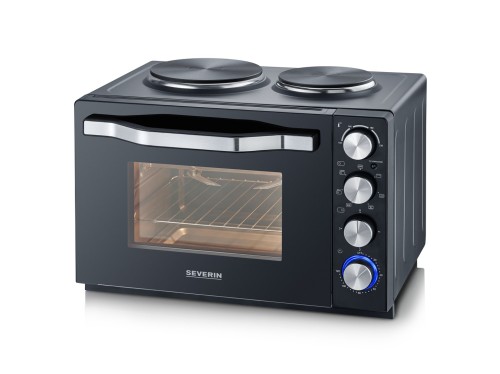 SEVERIN MINI PIEKARNIK Z PŁYTAMI DO GOTOWANIA, ZAKRES TEMP. 100°C-230°C, TIMER DO 120 MIN, 30 L, 1500W TO2074 - 2612074