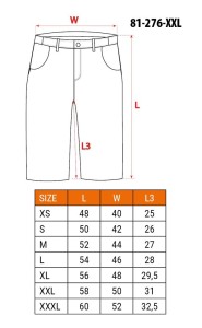Krótkie spodenki PREMIUM, 62% bawełna, 35% poliester, 3% elastan, rozmiar XXL