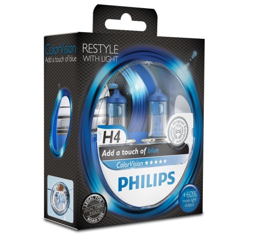 Philips ColorVision Niebieska żarówka samochodowa typu H4 - 2593449