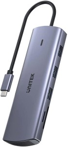 UNITEK HUB USB-C 9W1, HDMI, VGA, SD, RJ45, 3X USB-A, PD 100W