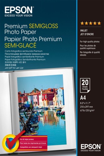 Epson Premium Semi-Gloss Photo Paper - A4 - 20 Arkuszy - 2599684