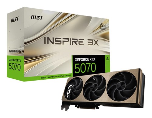 Karta graficzna MSI GeForce RTX 5070 12G INSPIRE 3X OC (DLSS 4, 3x DisplayPort, 1x HDMI 2.1) - 2601648