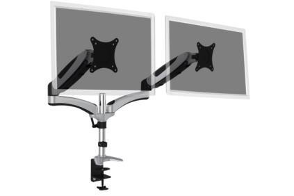 Ramię biurkowe podwójne (zacisk) 2xLCD max. 27"max. 8kg uchylno-obrotowe 360° (PIVOT) - 965267
