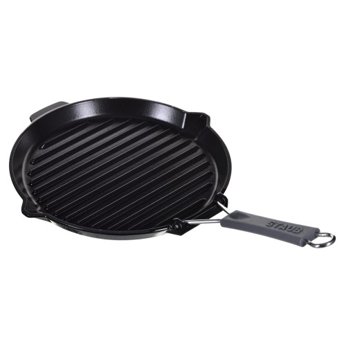Okrągła patelnia żeliwna grillowa STAUB 40509-426-0 - czarna 27 cm - 2620252