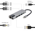 GEMBIRD A-CM-COMBO5-04 MULTI ADAPTER USB TYP-C 5W1 (HUB + HDMI + PD + CZYTNIK KART + LAN) SREBRNY - 2622032
