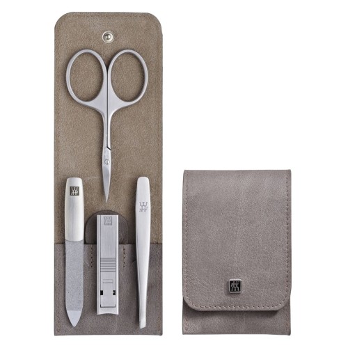 Zestaw do manicure Zwilling Twinox – taupe, skórzane etui, 4 elementy - Taupe - 1890240