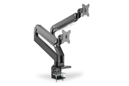 Ramię biurkowe podwójne z zaciskiem 2xLCD z sprężyną gazową max. 2x35" i 15kg - 2009453