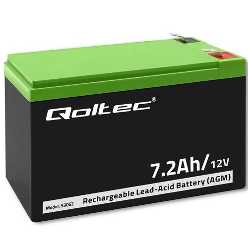 QOLTEC AKUMULATOR AGM 12V | 7.2AH | MAX 108A - 1135606