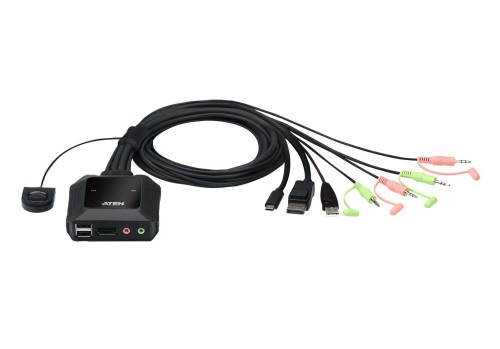 ATEN PRZEŁĄCZNIK KVM CS52DP-AT 2-PORTOWY HYBRYDOWY USB-C / DISPLAYPORT - 2622694