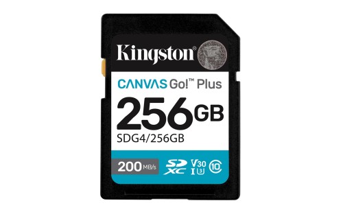 Karta pamięci Kingston Canvas Go Plus SDG4/256GB (256GB; Class U3, V30; Karta pamięci) - 2624010
