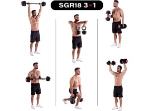 Zestaw regulowanych sztangielek HMS SGR18 PRO SET 3w1 41 kg