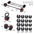 Zestaw regulowanych sztangielek HMS SGR18 PRO SET 3w1 41 kg - 2171820