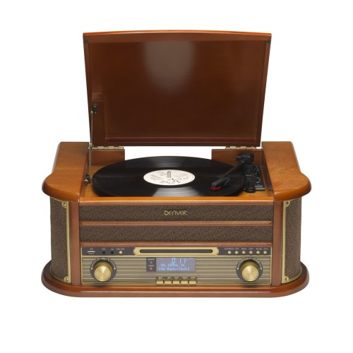 Drewniane centrum muzyczne retro Denver MRD-51 z gramofonem - 2592448