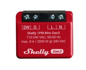 Shelly 1PM Mini Gen3 Mądry przełącznik 1P Czerwony