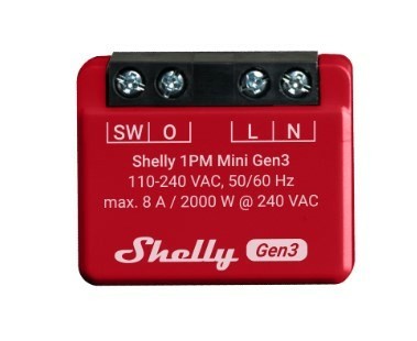 Shelly 1PM Mini Gen3 Mądry przełącznik 1P Czerwony - 2627788