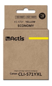 Actis KC-571Y Tusz (zamiennik Canon CLI-571Y; Standard; 12 ml; żółty) (WYPRZEDAŻ)