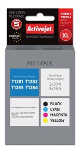 Activejet AEB-1285N Tusz (zamiennik Epson T1281, T1282, T1283, T1284; Supreme; 1 x 15 ml, 3 x 13 ml; czarny, czerwony, niebieski, żółty) (WYPRZEDAŻ)