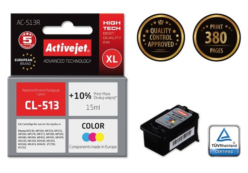 Activejet AC-513R Tusz (zamiennik Canon CL-513; Premium; 15 ml; kolor) (WYPRZEDAŻ) - 2634428