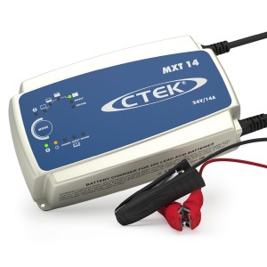 Prostownik MXT 14, napięcie ładowania: 24 V, prąd ładowania: 14A, napięcie zasilania: 230V, rodzaj akumulatora: AGM/Ca/Ca/EFB/GEL/MF/WET, tryb źródła zasilania
