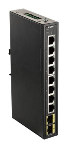 Przemysłowy gigabitowy przełącznik niezarządzalny D-Link z 2 gniazdami SFP - szyna DIN
