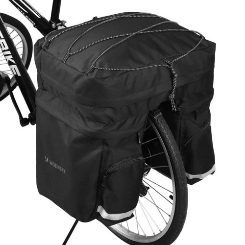 Wozinsky pojemna torba rowerowa 60 l na bagażnik (osłona przeciwdeszczowa w zestawie) czarny (WBB13BK) - 2632735