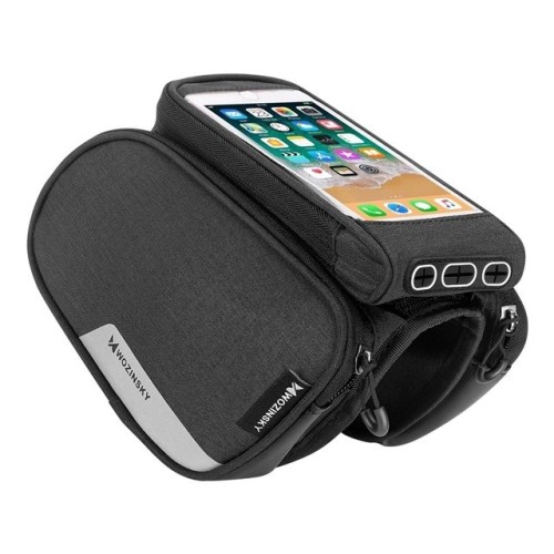Wozinsky torba rowerowa na ramę + odczepiany pokrowiec na telefon do 6,5" 1,5l czarna (WBB7BK) - 2643843