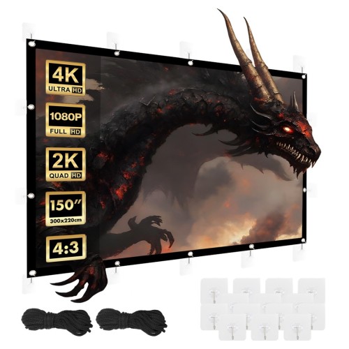 MACLEAN EKRAN PROJEKCYJNY, 150", 300X220CM, OBRAMOWANIE 25MM 4:3, HACZYKI DO NACIĄGU MC-168 - 2643973