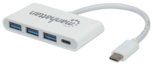 Manhattan 163552 huby i koncentratory USB 3.2 Gen 1 (3.1 Gen 1) Type-C 5000 Mbit/s Biały - 2594240