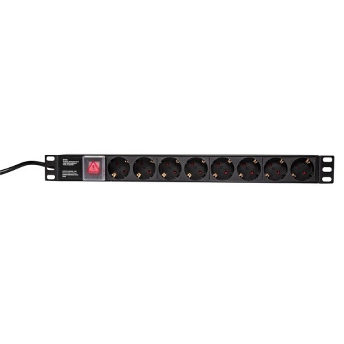 LogiLink PDU8C01 rozdzielacz zasilania PDU 8 x gniazdo sieciowe 1U Czarny - 2648947