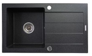 Zlewozmywak granitowy jednokomorowy z ociekaczem PYRAMIS SPARTA 76x44 1B 1D 70000101 czarny