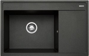 Zlewozmywak granitowy PYRAMIS CAMEA (79x50) 1B 1D L karbon 070058501 zlew jednokomorowy z ociekaczem czarny