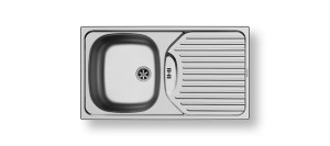 Zlewozmywak stalowy z ociekaczem Pyramis ET 78 Len Semiflat 100139101, Srebrny, 1 komora