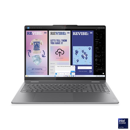 Laptop Lenovo Yoga 7 2-in-1 16ILL10, Luna Grey, 16" OLED, Touchscreen, WQXGA+, 2880 x 1800 pixels, Glossy, Intel Core Ultra 7, 256V, 16 GB Soldered LPDDR5x, SSD 1000 GB, Intel Arc Graphics, Windows 11 - 2650040
