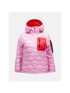 Kurtka puchowa damska Peak Performance Helium Utility Down Hood Jacket - morning dew/brill red/obscure