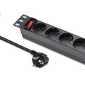 Qoltec Aluminiowa Listwa zasilająca  PDU do  RACK 10'' | 1U | 16A |  4xSCHUKO | 1.8m - 2041150